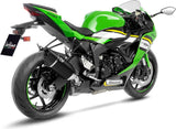 Système D'Échappement Homologué Au Niveau Sonore Lv-14 R Acier Noir Embout Carbon Fiber - Leovince Compatible Avec Kawasaki Zx 6R Ninja (2024-2026)
