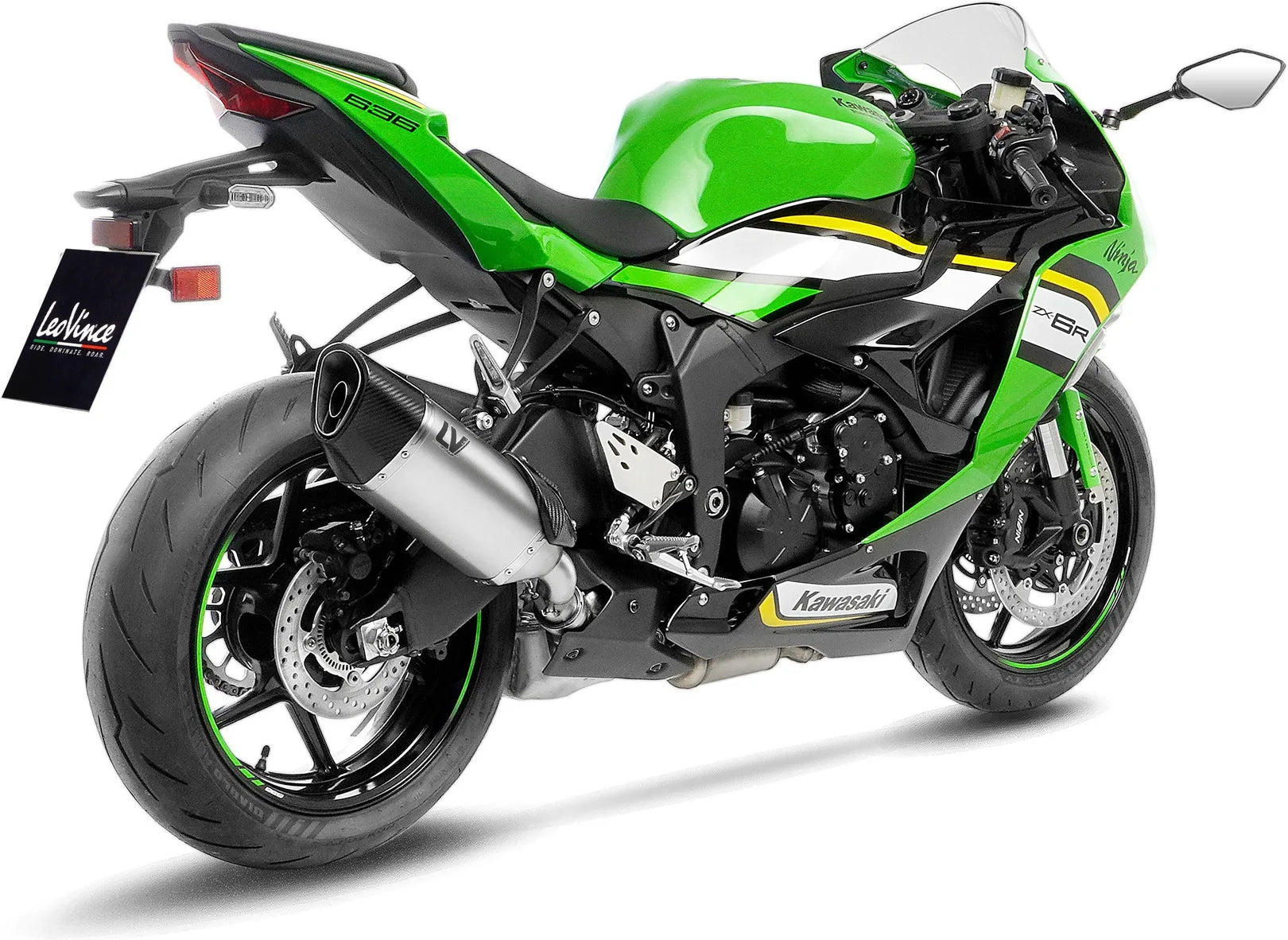 Système D'Échappement Homologué Au Niveau Sonore Lv-14 R Titanium Embout Carbon Fiber - Leovince Compatible Avec Kawasaki Zx 6R Ninja (2019-2020)