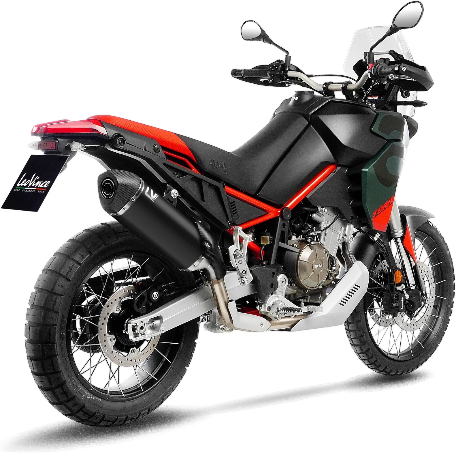 Échappement Sans Homologation Sonore Lv-14 Acier Noir Embout Carbon Fiber - Leovince Compatible Avec Aprilia Tuareg 660 (2025-2026)