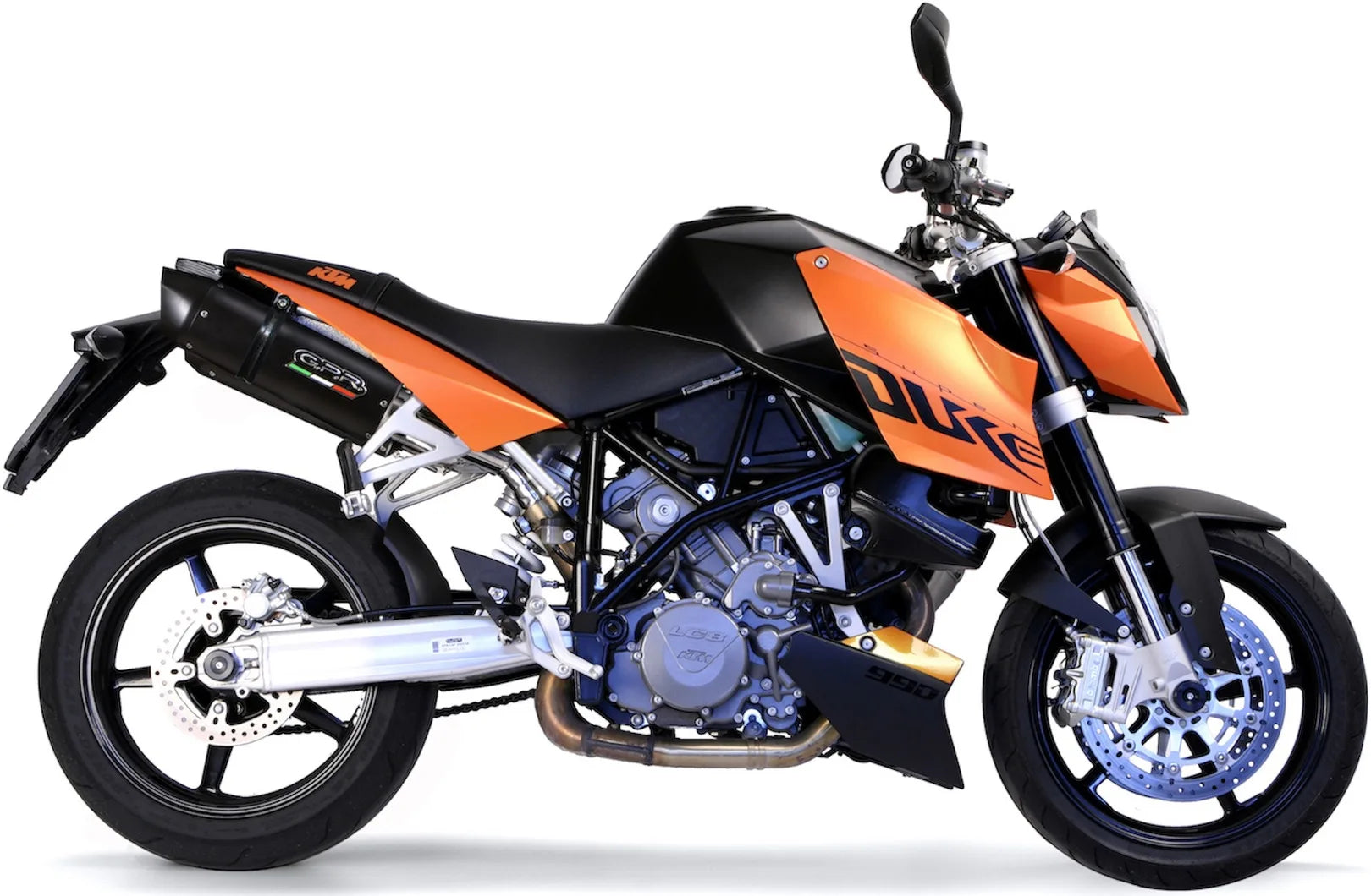 Double Sortie D'Échappement Avec Catalyseur Et Homologation Acoustique Furore Aluminium Noir - Gpr Compatible Avec Ktm 990 Super Duke - R (2004-2012)