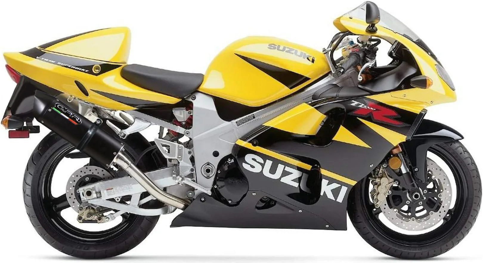 Double Sortie D'Échappement Homologuée Au Niveau Sonore Furore Aluminium Noir - Gpr Compatible Avec Suzuki Tl 1000 R (1998-2002)