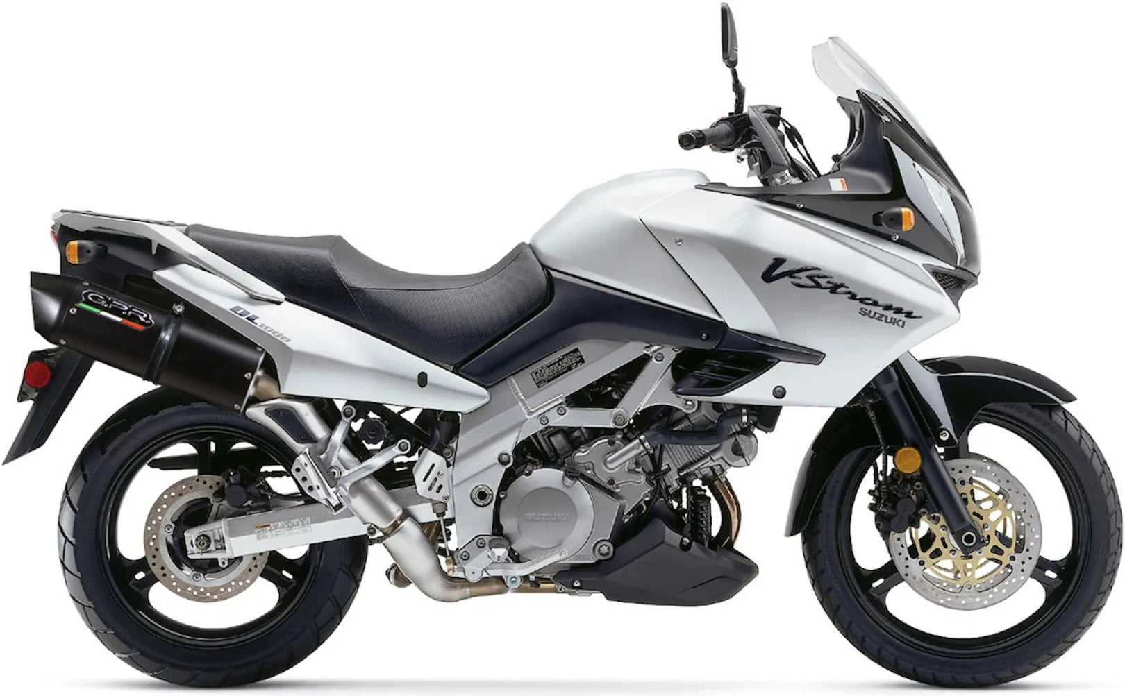 Double Sortie D'Échappement Avec Catalyseur Et Homologation Acoustique Furore Aluminium Noir - Gpr Compatible Avec Suzuki V-Strom Dl 1000 (2002-2013)