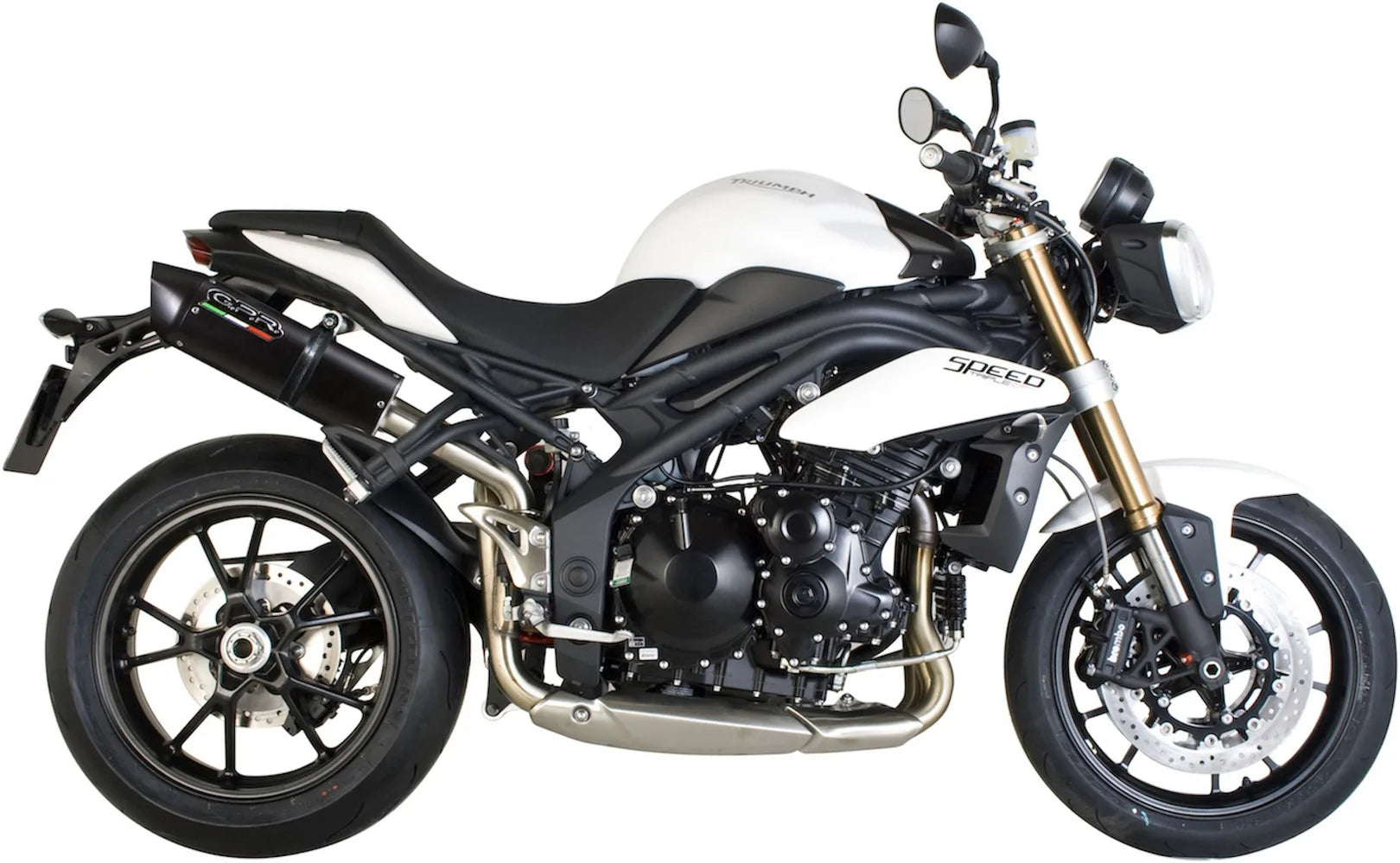 Double Sortie D'Échappement Homologuée Au Niveau Sonore Furore Aluminium Noir - Gpr Compatible Avec Triumph Speed Triple 1050 (2011-2015)