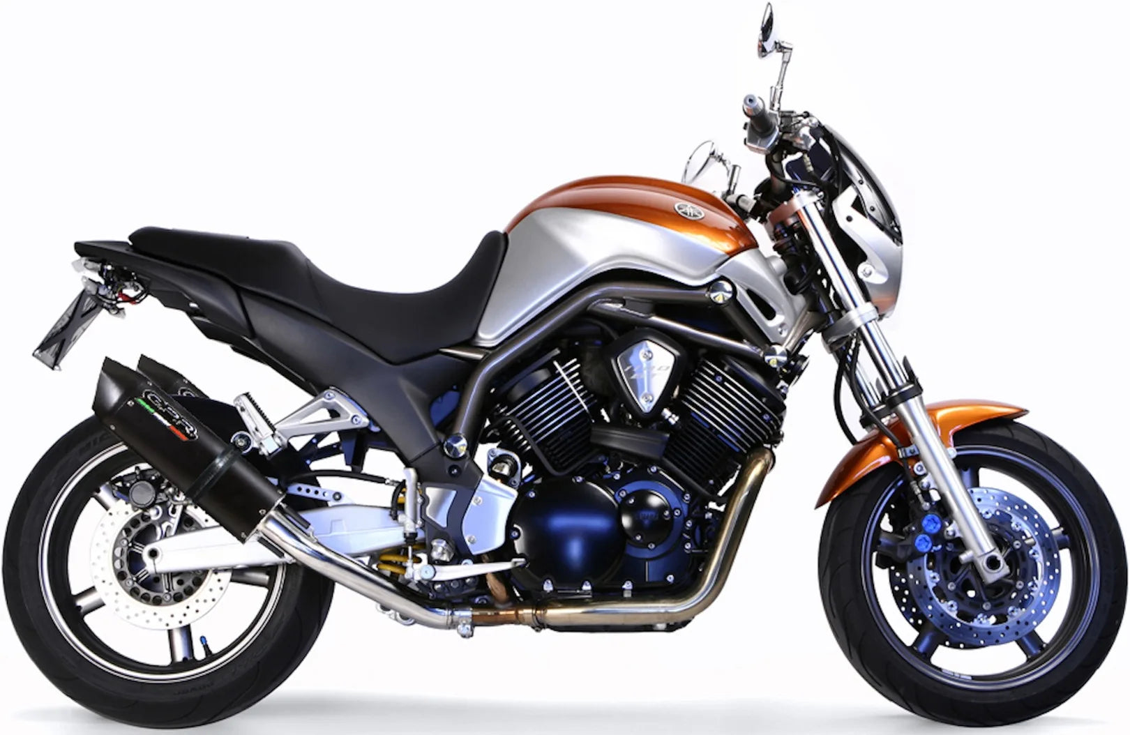 Double Sortie D'Échappement Avec Catalyseur Et Homologation Acoustique Furore Aluminium Noir - Gpr Compatible Avec Yamaha Bt 1100 Bulldog (2002-2007)