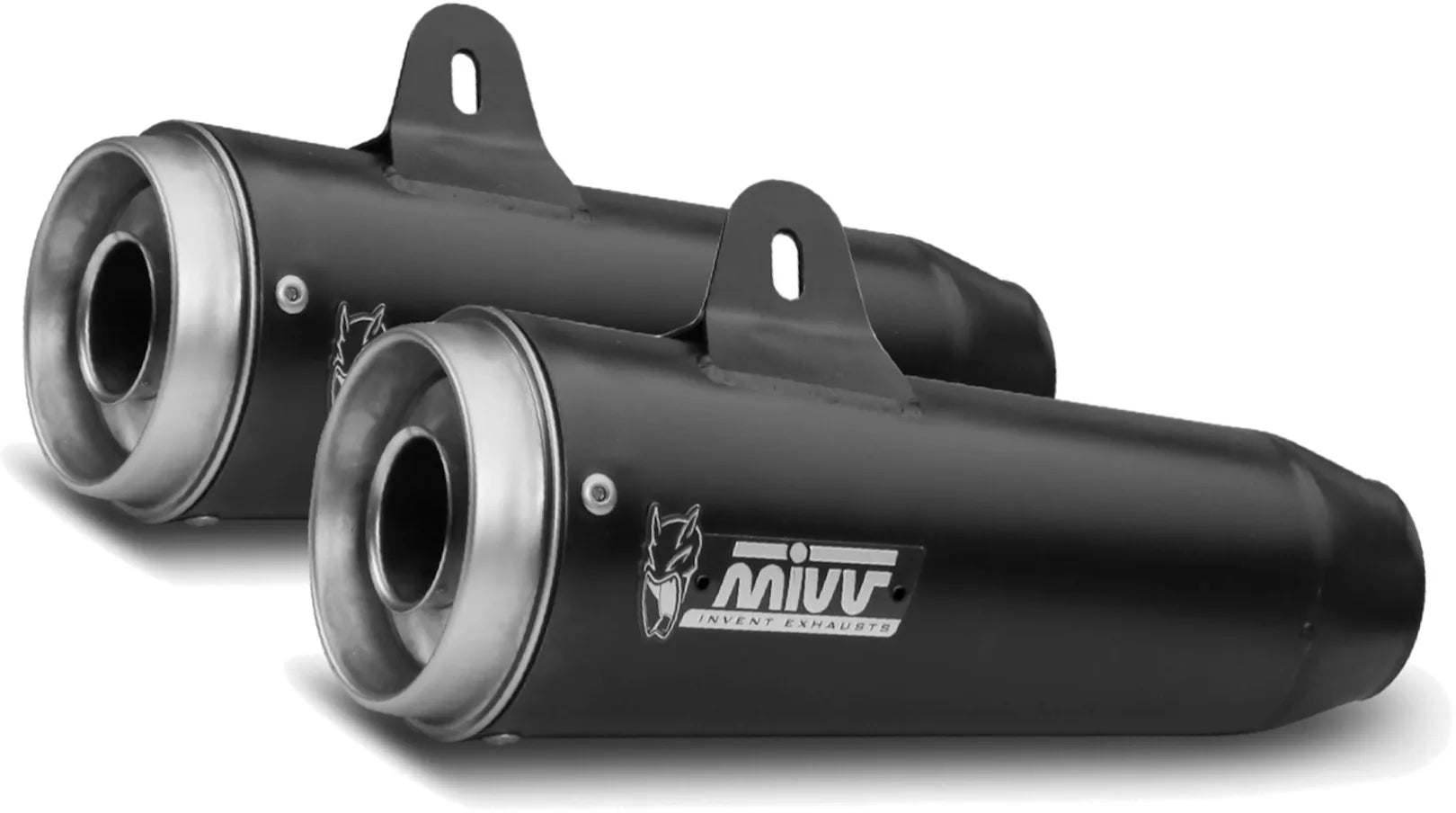 Double Sortie D'Échappement Avec Catalyseur Et Homologation Acoustique Ghibli Acier Noir - Mivv Compatible Avec Moto Guzzi V7 Classic (2008-2016)