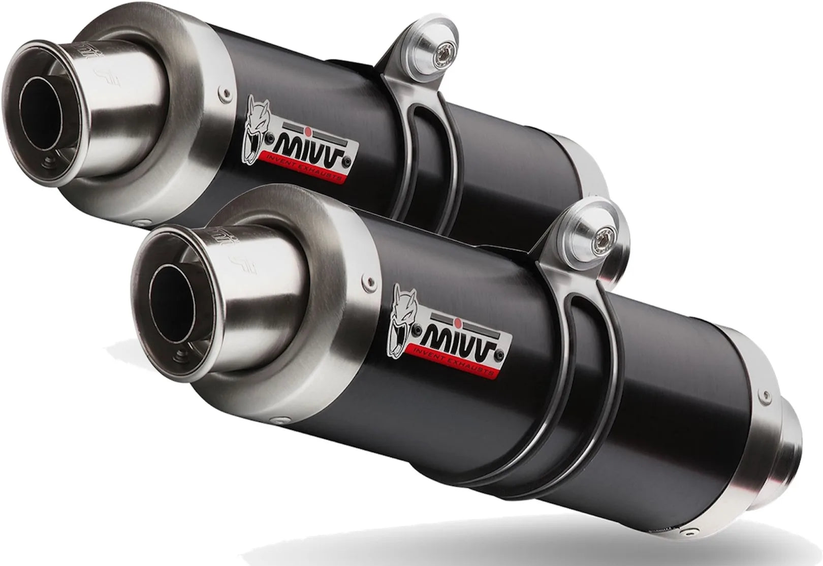 Double Sortie D'Échappement Non Catalysée Avec Homologation Acoustique Gp Acier Noir - Mivv Compatible Avec Aprilia Tuono Fighter 1000 (2006-2010)