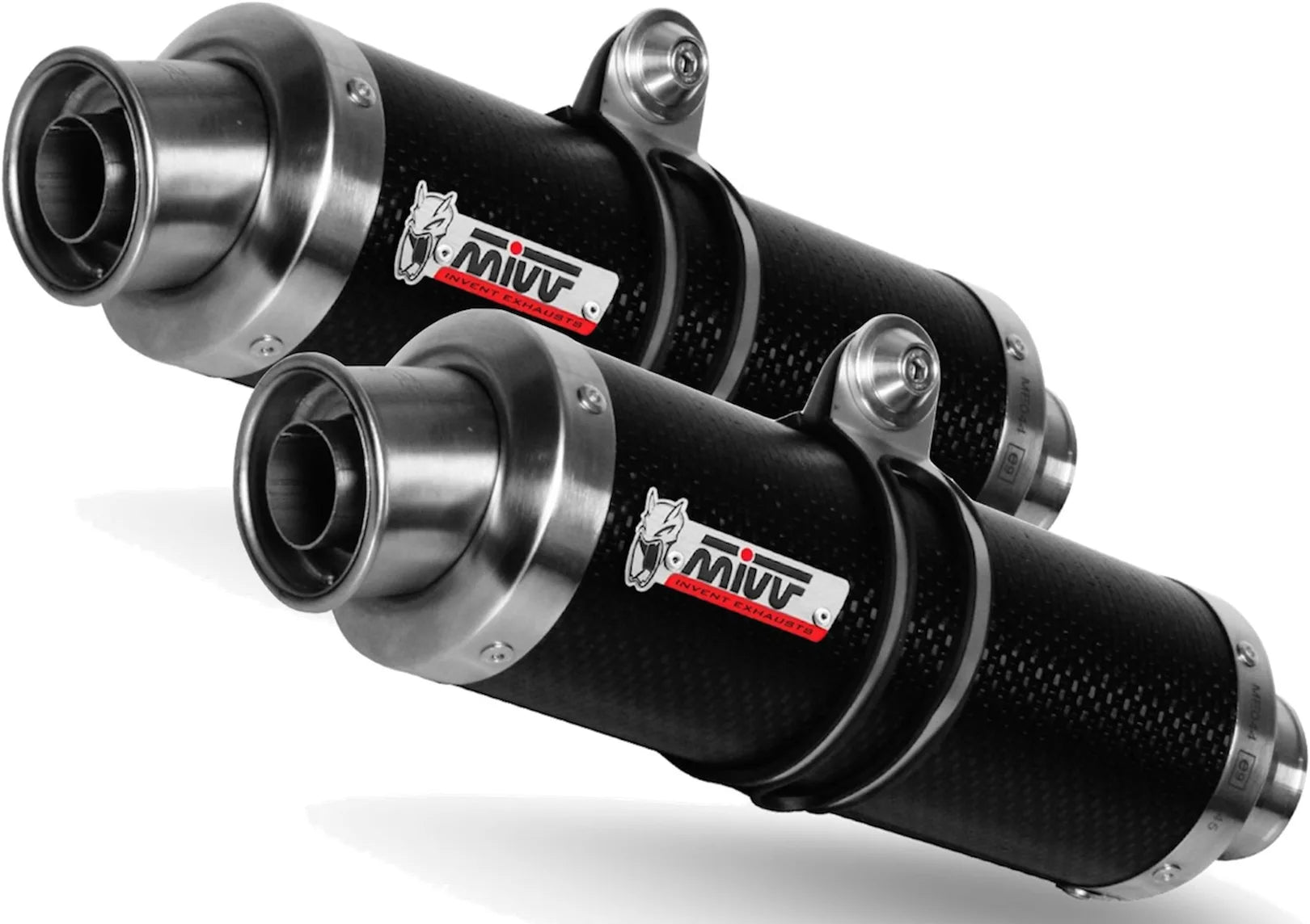 Double Sortie D'Échappement Non Catalysée Avec Homologation Acoustique Gp Carbon - Mivv Compatible Avec Aprilia Rsv 1000 (2004-2008)