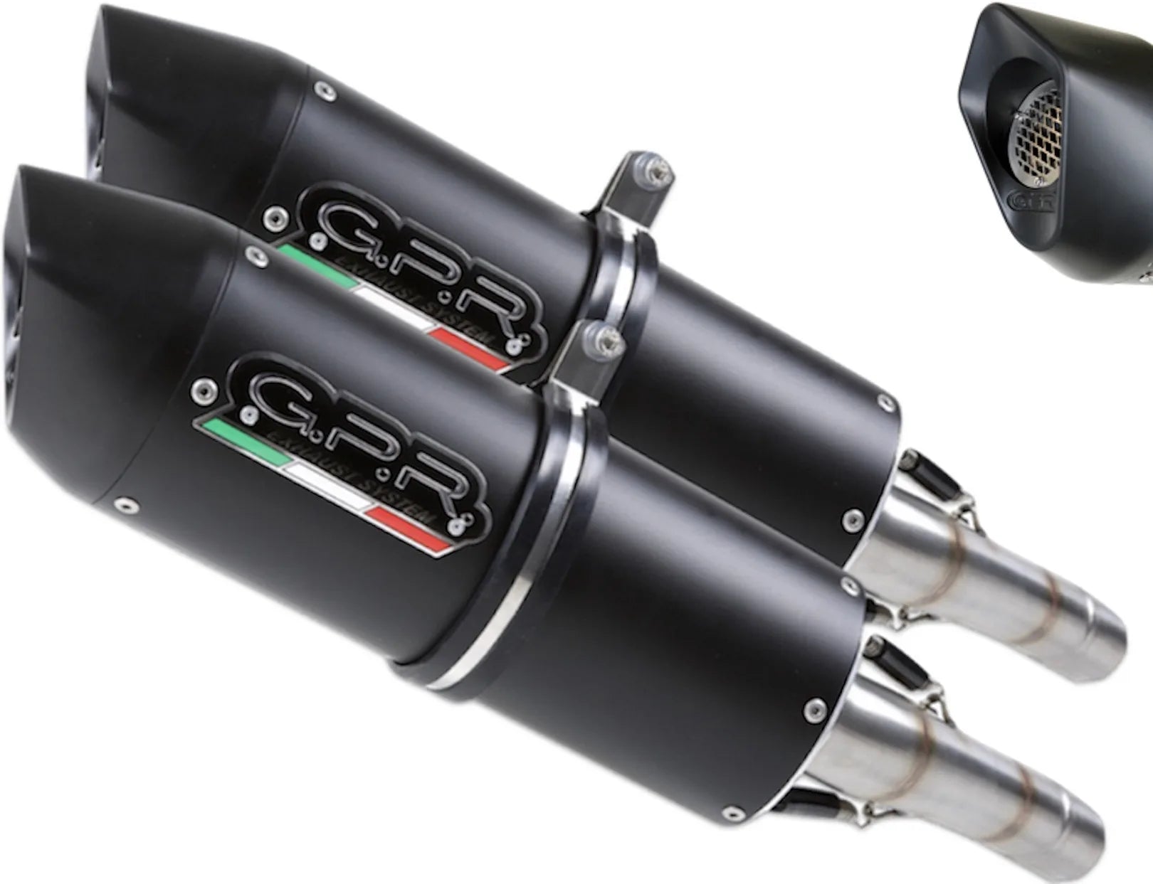 Double Sortie D'Échappement Avec Catalyseur Et Homologation Acoustique Furore Evo4 Aluminium Noir - Gpr Compatible Avec Aprilia Dorsoduro 1200 (2011-2016)
