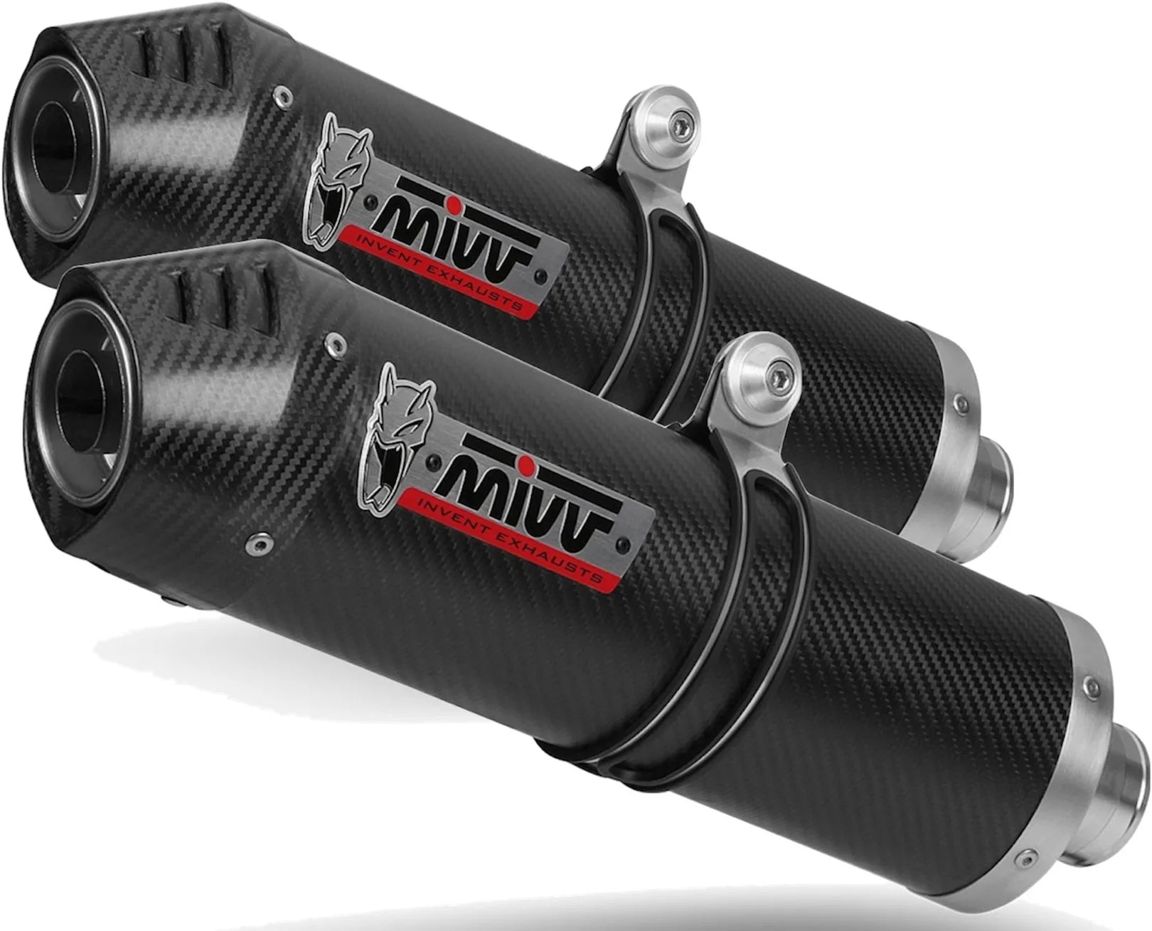 Double Sortie D'Échappement Homologuée Au Niveau Sonore Oval Carbon Carbon - Mivv Compatible Avec Kawasaki Z 1000 (2007-2009)