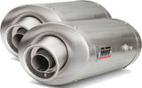 Dual Exhaust System With Sound Certification Oval Stainless Steel - Mivv Compatible With Yamaha Fz-6 (2004-2011)
