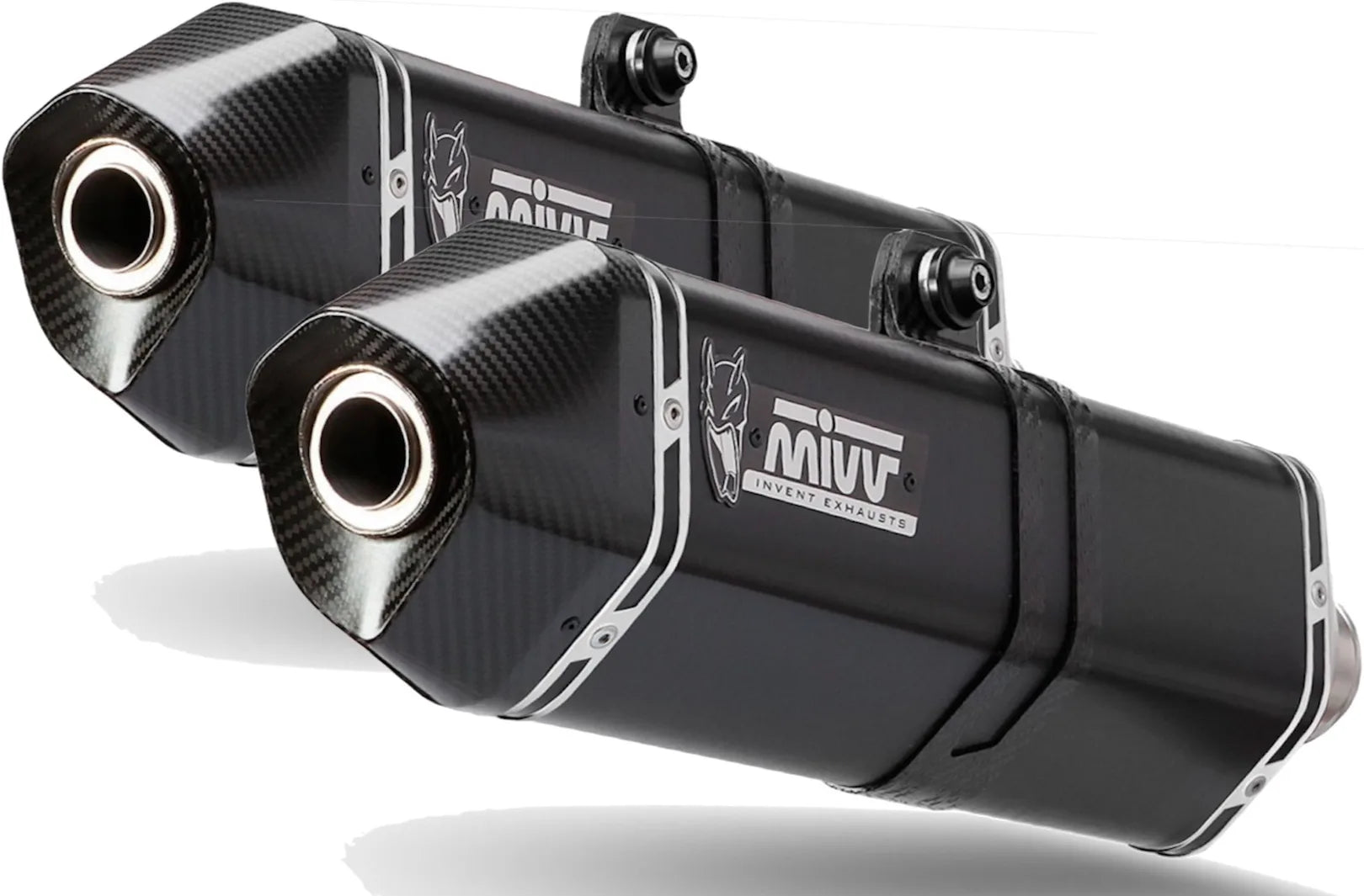 Double Sortie D'Échappement Homologuée Au Niveau Sonore Speed Edge Acier Noir Carbon - Mivv Compatible Avec Suzuki Gsx-R 1300 Hayabusa (2008-2017)