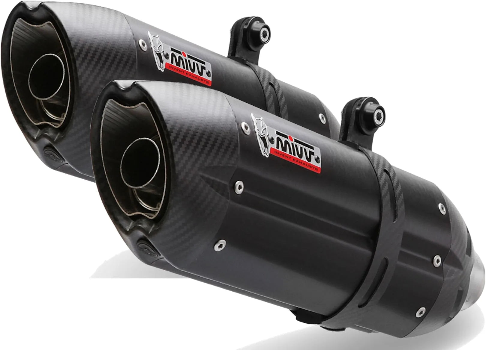 Double Sortie D'Échappement Non Catalysée Avec Homologation Acoustique Suono Acier Noir Carbon - Mivv Compatible Avec Aprilia Dorsoduro 1200 (2012-2016)
