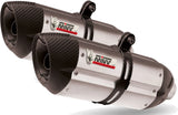 Double Sortie D'Échappement Homologuée Au Niveau Sonore Suono Acier Carbon - Mivv Compatible Avec Aprilia Dorsoduro 750 (2008-2016)