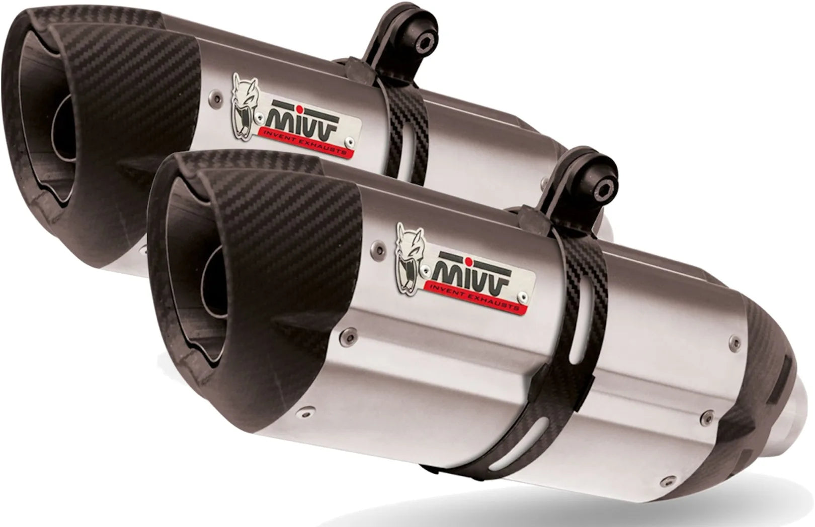 Double Sortie D'Échappement Non Catalysée Avec Homologation Acoustique Suono Acier Carbon - Mivv Compatible Avec Aprilia Dorsoduro 1200 (2012-2016)
