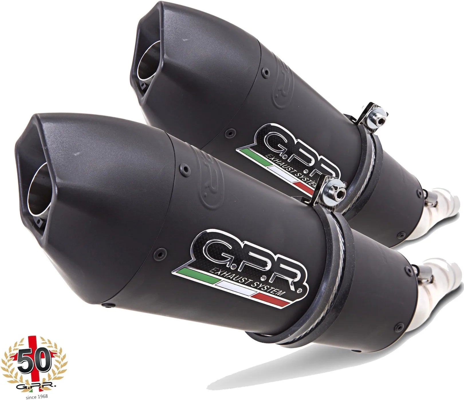 Double Sortie D'Échappement Homologuée Au Niveau Sonore Gpe Anniversary Titanium Noir - Gpr Compatible Avec Ducati Hypermotard 1100 - Evo (2007-2012)