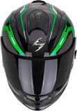 Full-Face Motorcycle Helmet Scorpion Exo Exo-491 Polycarbonate Black Green White Kripta Size Xxl