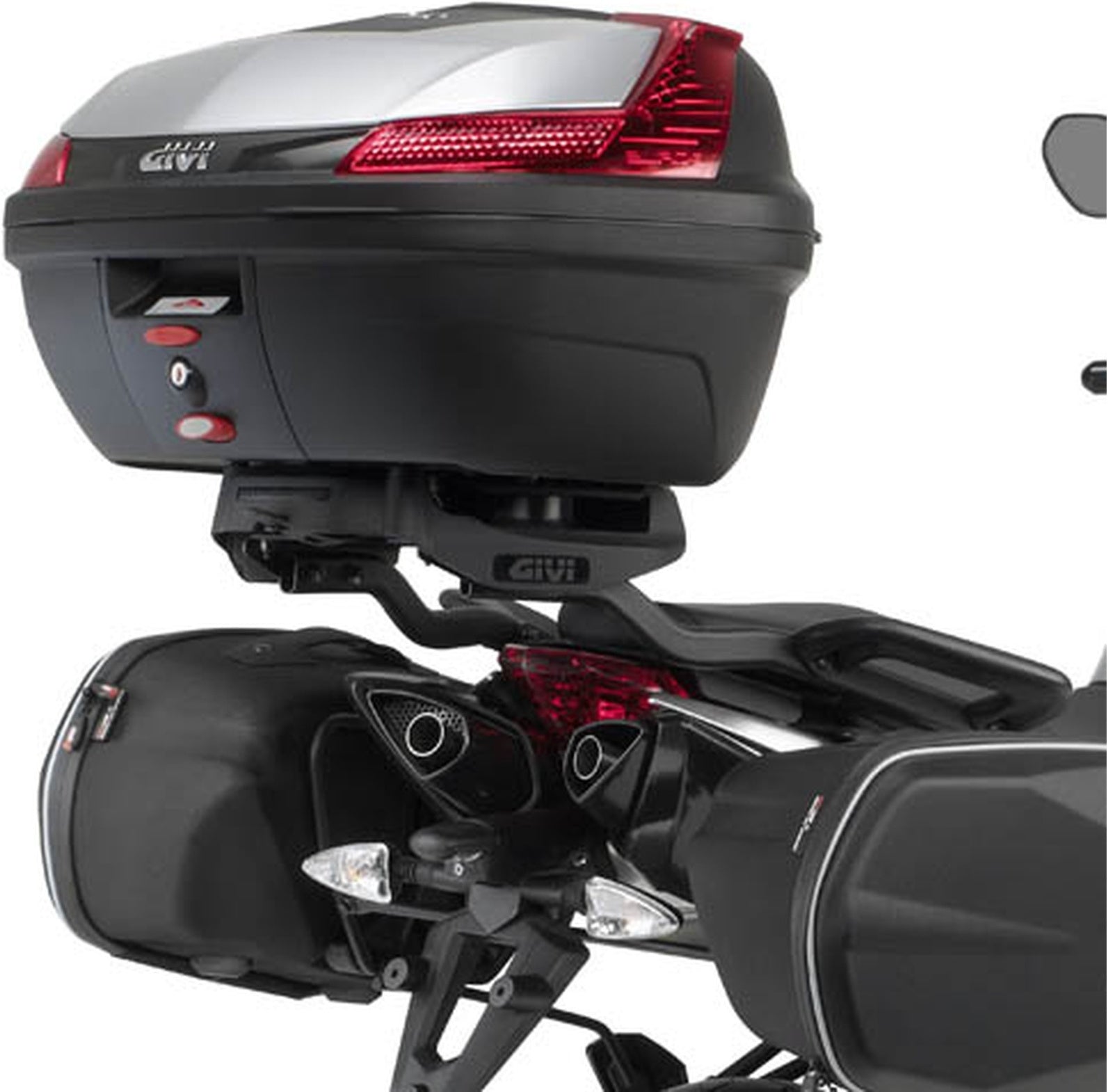 Monokey Trekker Dolomiti Black Aluminium Top Case - 30 Lt Trekker Dolomiti Aluminium - Givi Compatible With Aprilia Shiver 750 (2010-2020)