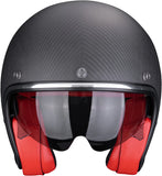 Casque Urban Pour Moto Scorpion Exo Belfast Evo Carbon Carbon Fiber Noir Mat Rouge Solid Taille S