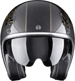Casque Urban Pour Moto Scorpion Exo Belfast Evo Carbon Carbon Fiber Noir Or Zippy Taille S