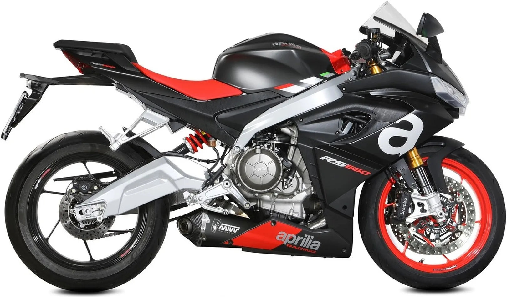 Système D'Échappement Complet Avec Catalyseur Et Homologation Acoustique Delta Race Acier Noir Carbon - Mivv Compatible Avec Aprilia Rs 660 (2020-2024)