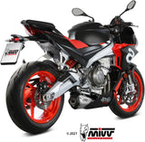 Système D'Échappement Complet Avec Catalyseur Et Homologation Acoustique Delta Race Acier Carbon - Mivv Compatible Avec Aprilia Tuono 660 (2021-2024)