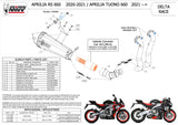 Complete Catalytic Exhaust System With Sound Certification Delta Race Stainless Steel Carbon - Mivv Compatible With Aprilia Rs 660 (2020-2024)