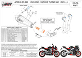 Système D'Échappement Complet Non Catalysé Et Sans Homologation Acoustique Delta Race Acier Carbon - Mivv Compatible Avec Aprilia Rs 660 (2020-2024)