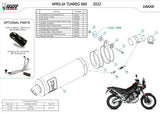 Système D'Échappement Complet Sans Catalyseur Et Homologué Au Niveau Sonore Dakar Acier Noir - Mivv Compatible Avec Aprilia Tuareg 660 (2022-2024)