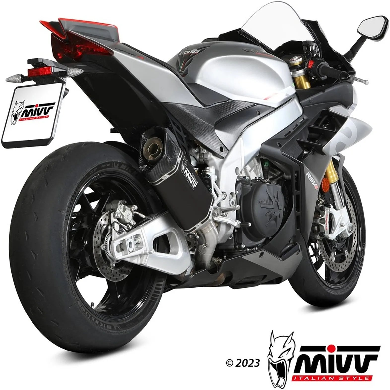Système D'Échappement Catalytique Avec Homologation Acoustique Sr-1 Titanium Noir - Mivv Compatible Avec Aprilia Tuono V4 1100 (2021-2024)