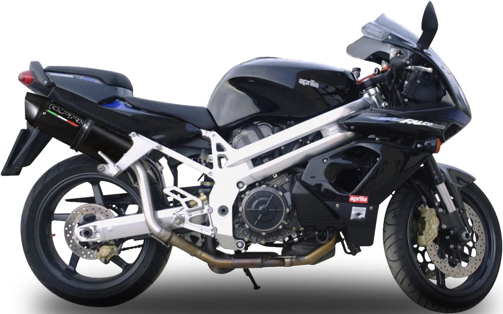 Double Sortie D'Échappement Homologuée Au Niveau Sonore Furore Aluminium Noir - Gpr Compatible Avec Aprilia Sl 1000 Falco (2000-2004)