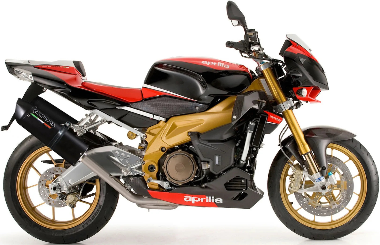 Double Sortie D'Échappement Homologuée Au Niveau Sonore Furore Aluminium Noir - Gpr Compatible Avec Aprilia Tuono R 1000 Factory (2006-2010)