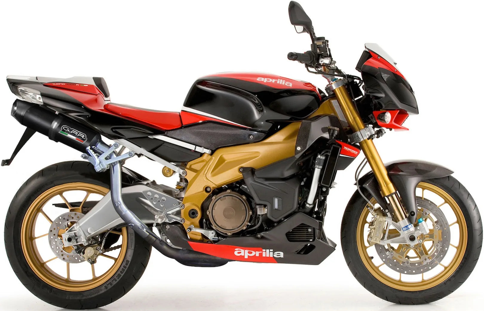 Double Sortie D'Échappement Homologuée Au Niveau Sonore Furore Aluminium Noir - Gpr Compatible Avec Aprilia Tuono R 1000 Factory (2006-2010)