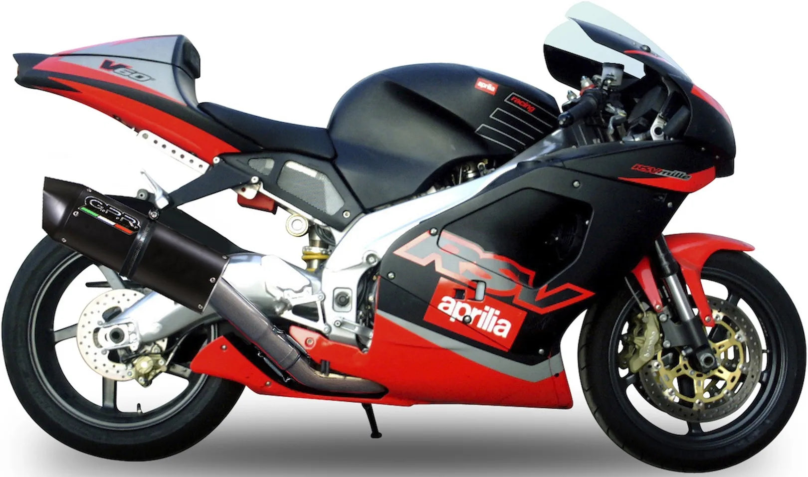 Système D'Échappement Homologué Au Niveau Sonore Furore Aluminium Noir - Gpr Compatible Avec Aprilia Rsv 1000 - Sp (1998-2003)