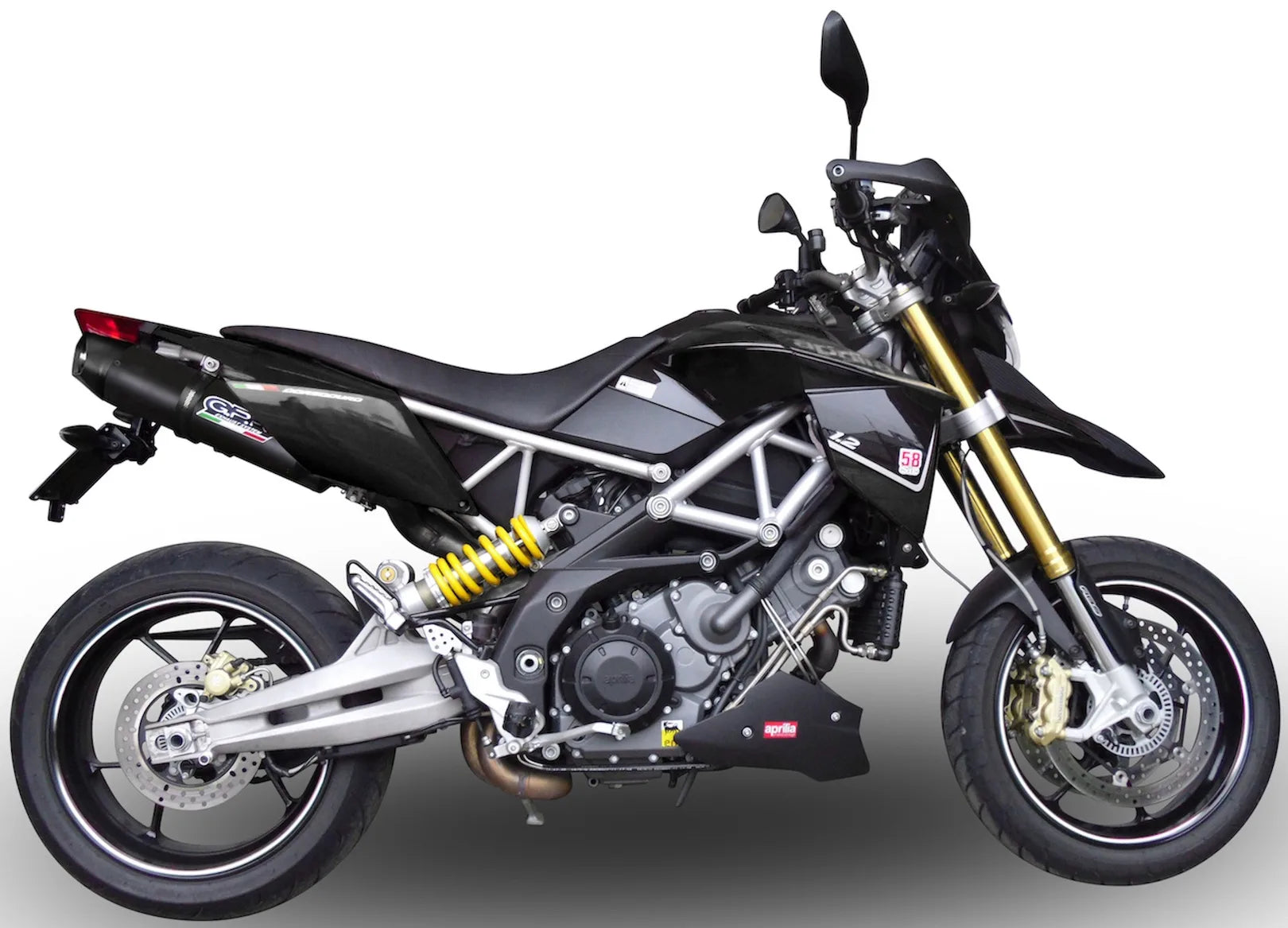 Double Sortie D'Échappement Homologuée Au Niveau Sonore Furore Aluminium Noir - Gpr Compatible Avec Aprilia Dorsoduro 750 (2008-2016)