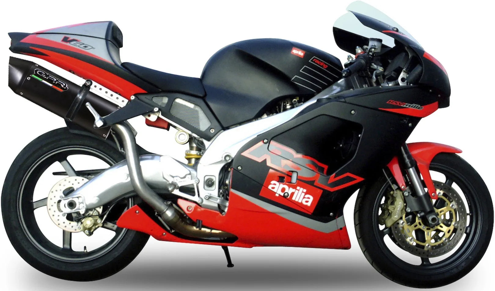 Système D'Échappement Homologué Au Niveau Sonore Furore Aluminium Noir - Gpr Compatible Avec Aprilia Rsv 1000 - Sp (1998-2003)