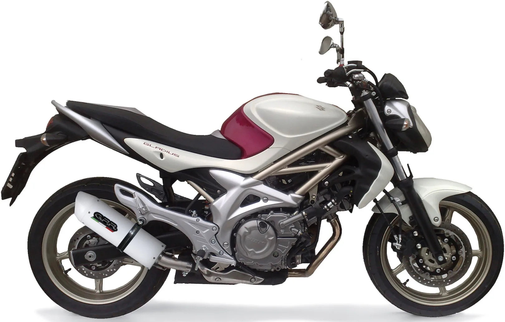 Système D'Échappement Homologué Au Niveau Sonore Albus Ceramic Aluminium Blanc - Gpr Compatible Avec Suzuki Gladius 650 (2008-2015)