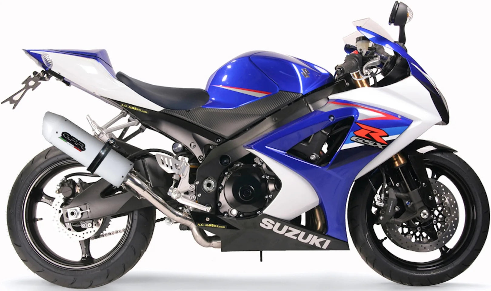 Double Sortie D'Échappement Homologuée Au Niveau Sonore Albus Ceramic Aluminium Blanc - Gpr Compatible Avec Suzuki Gsx-R 1000 K7 (2007-2008)
