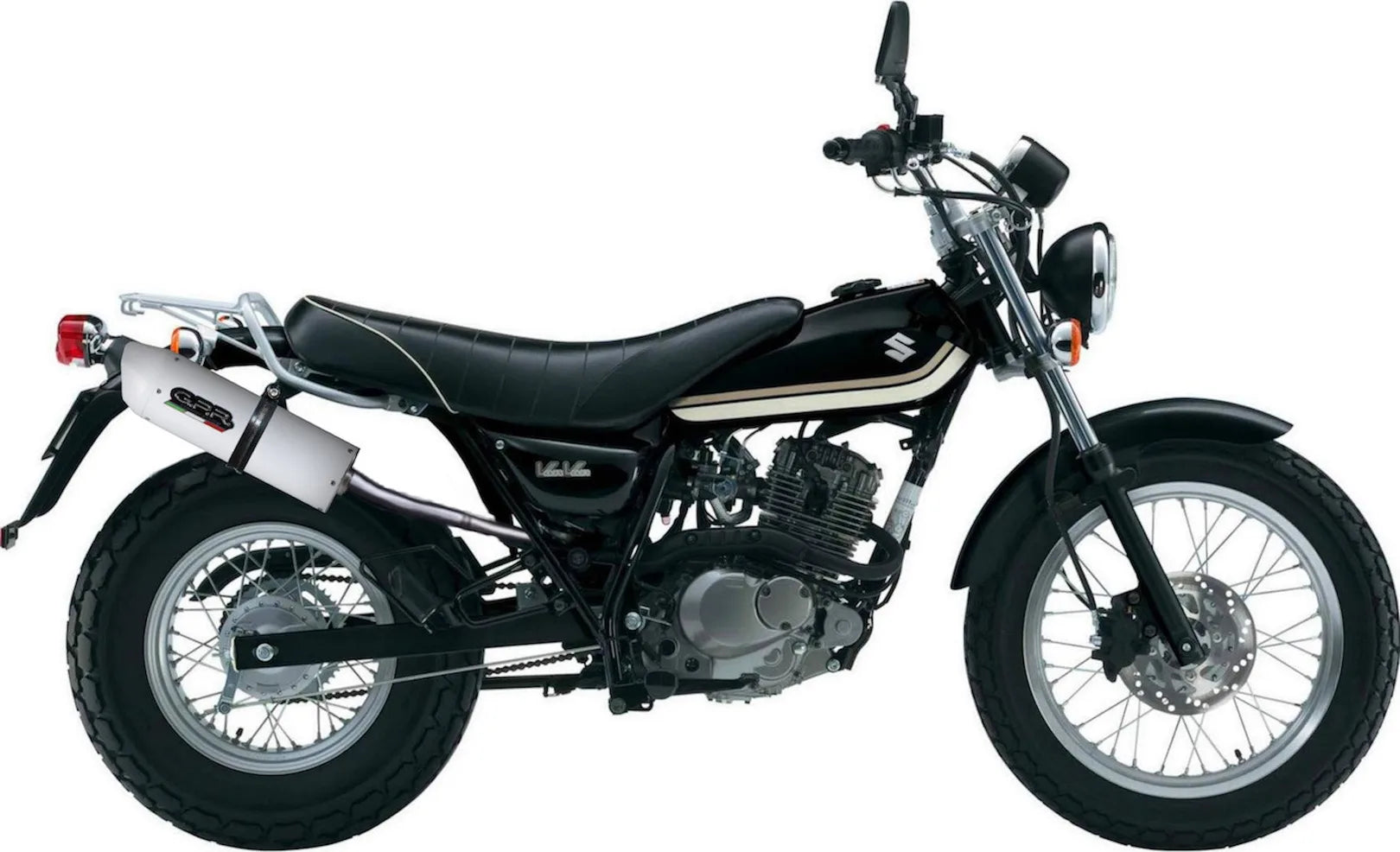 Système D'Échappement Catalytique Avec Homologation Acoustique Albus Ceramic Aluminium Blanc - Gpr Compatible Avec Suzuki Rv 125 Van (2003-2017)