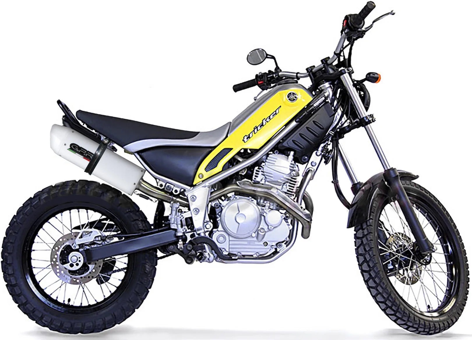 Système D'Échappement Complet Sans Catalyseur Et Homologué Au Niveau Sonore Albus Ceramic Aluminium Blanc - Gpr Compatible Avec Yamaha Tricker 250 (2005-2008)
