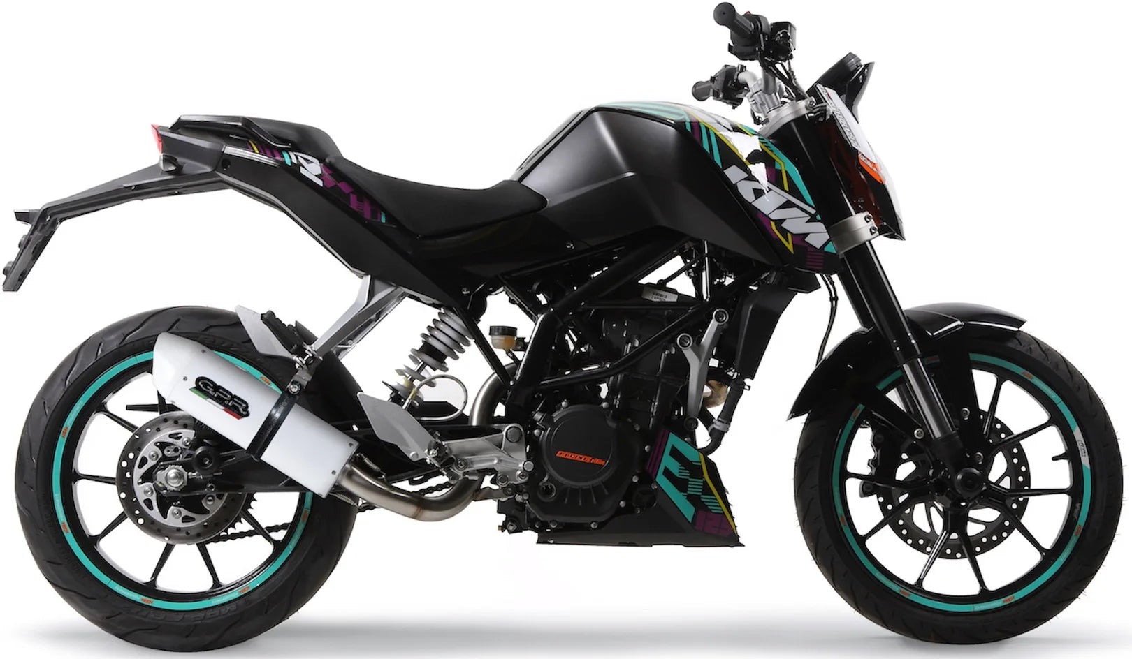 Système D'Échappement Catalytique Avec Homologation Acoustique Albus Ceramic Aluminium Blanc - Gpr Compatible Avec Ktm 200 Duke (2012-2016)