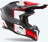Casque Off-Road Pour Moto Airoh Aviator 3 - Av3M16 Hpc Carbon Gris Rouge Mat Monarch Taille Xl