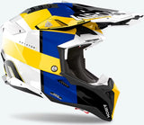 Casque Off-Road Pour Moto Airoh Aviator 3 - Av3M18 Hpc Carbon Bleu Jaune Gloss Monarch Taille L