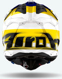 Casque Off-Road Pour Moto Airoh Aviator 3 - Av3M18 Hpc Carbon Bleu Jaune Gloss Monarch Taille L