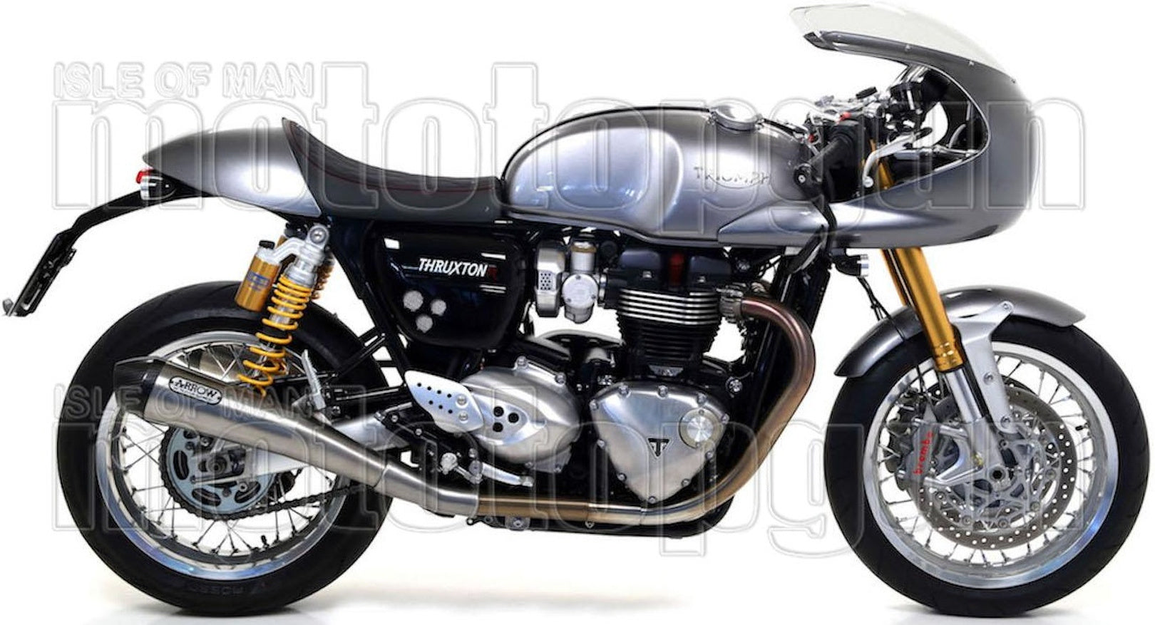 Complete Non-Catalytic Exhaust System With Sound Certification Pro-Racing Nichrom Carbon - Arrow Special Parts Compatible With Triumph Thruxton 1200 (2016-2020)