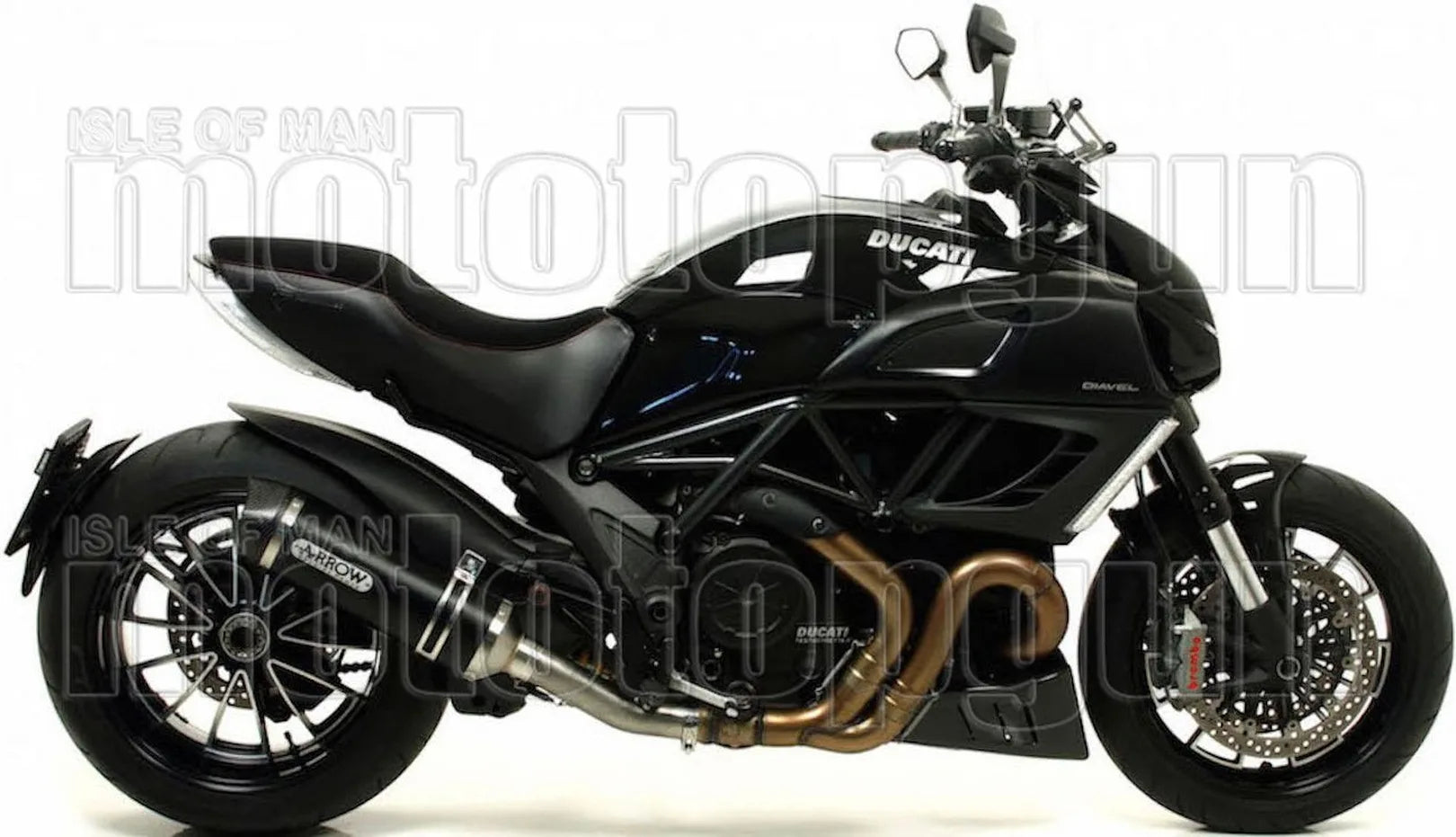 Système D'Échappement Catalytique Avec Homologation Acoustique Race-Tech Aluminium Noir Carbon - Arrow Special Parts Compatible Avec Ducati Diavel (2011-2016)