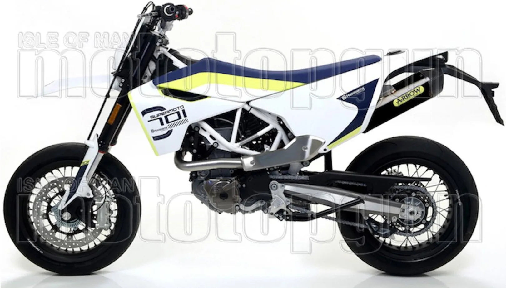Système D'Échappement Complet Avec Catalyseur Et Homologation Acoustique Race-Tech Aluminium Noir Carbon - Arrow Special Parts Compatible Avec Husqvarna 701 Supermoto (2017-2020)
