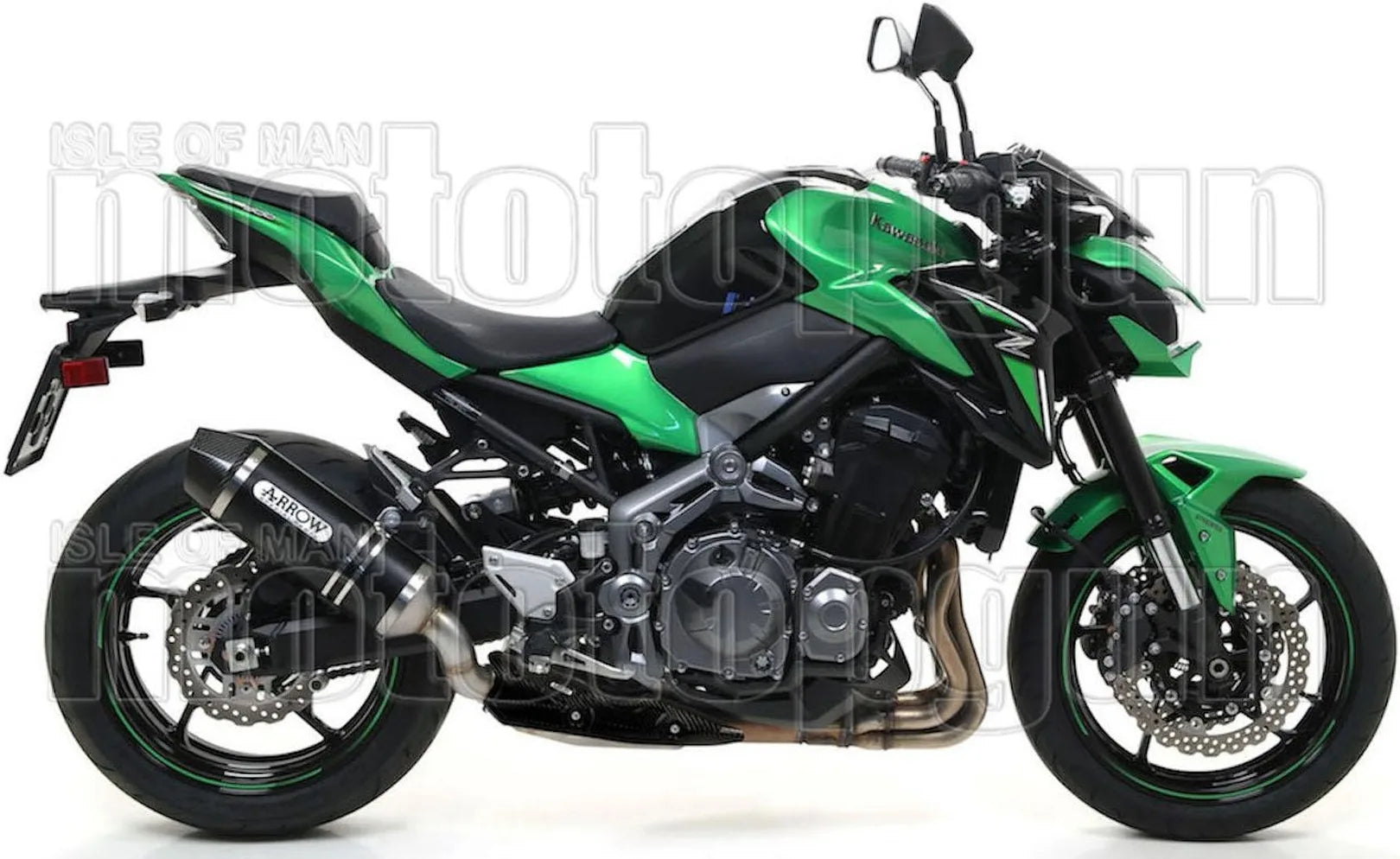 Système D'Échappement Complet Sans Catalyseur Et Homologué Au Niveau Sonore Race-Tech Aluminium Noir Carbon - Arrow Special Parts Compatible Avec Kawasaki Z 900 A2 (2019-2024)