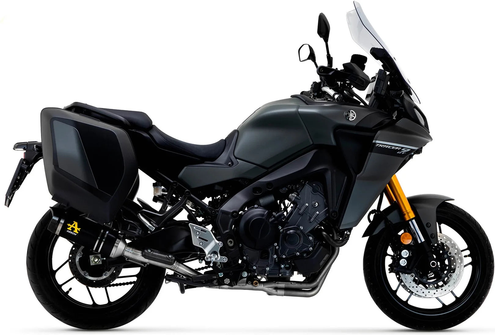 Système D'Échappement Complet Avec Catalyseur Et Homologation Acoustique Thunder Aluminium Noir Carbon - Arrow Special Parts Compatible Avec Yamaha Tracer 9 Gt (2021-2024)