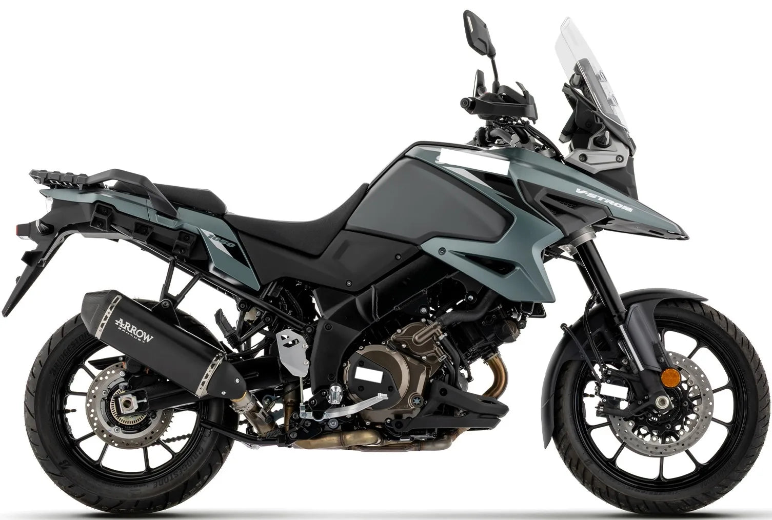 Système D'Échappement Homologué Au Niveau Sonore Explorer Aluminium Noir Embout Carby - Arrow Special Parts Compatible Avec Suzuki V-Strom 1050 (2025-2026)