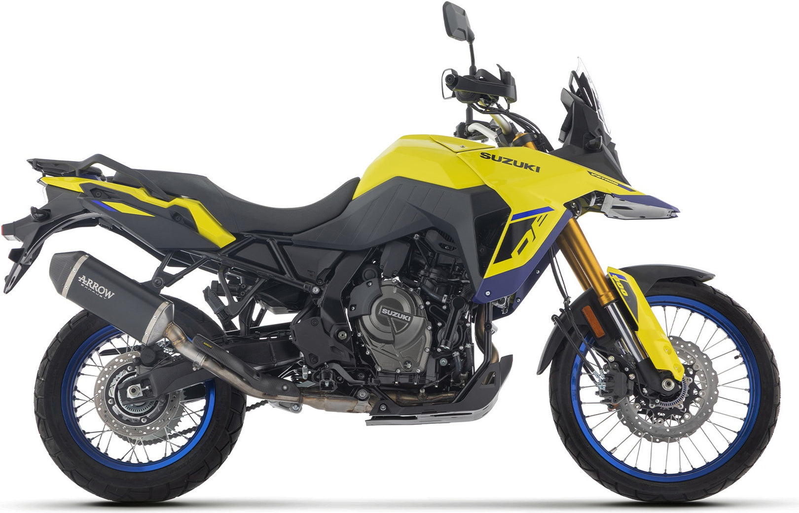 Complete Non-Catalytic Exhaust System With Sound Certification Explorer Black Aluminium Carby End Cap - Arrow Special Parts Compatible With Suzuki V-Strom 800 De (2025-2026)